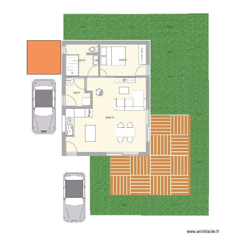 Maison 1. Plan de 4  et 46 m²