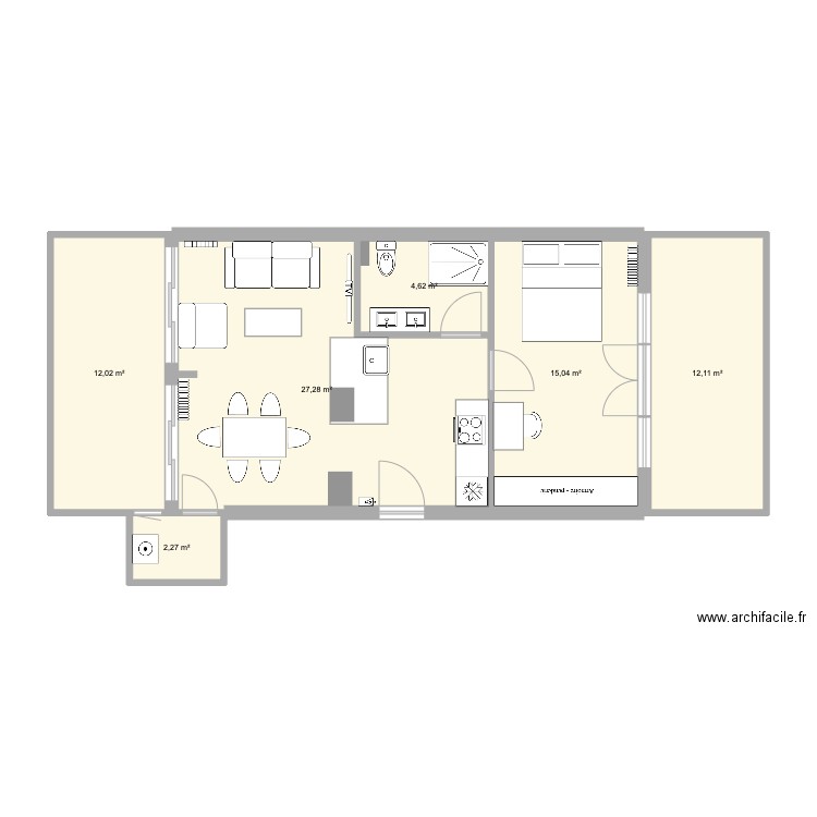 Maison 55m2. Plan de 5 pièces et 73 m2