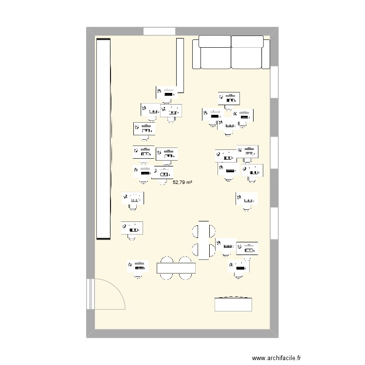 classe choulex. Plan de 1 pièce et 53 m2