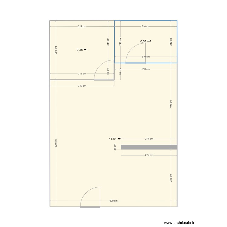 Restaurant. Plan de 3 pièces et 57 m2