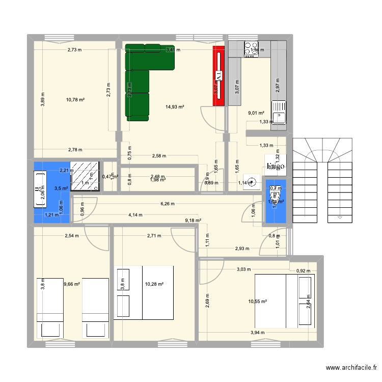 Valenton1. Plan de 11 pièces et 81 m2