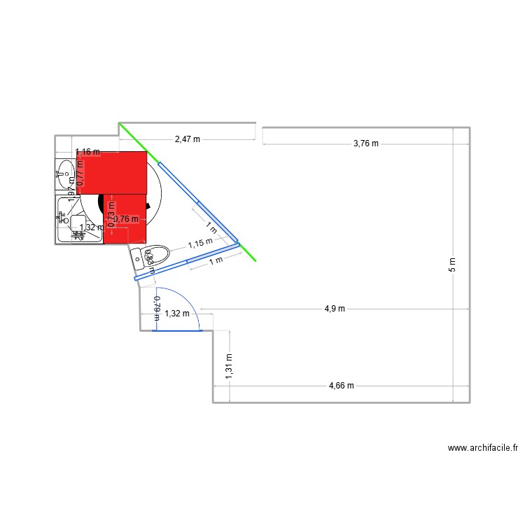 CHAMBRE AVEC SDB FAURE 2 SANS FAUTEUIL 2. Plan de 0 pièce et 0 m2