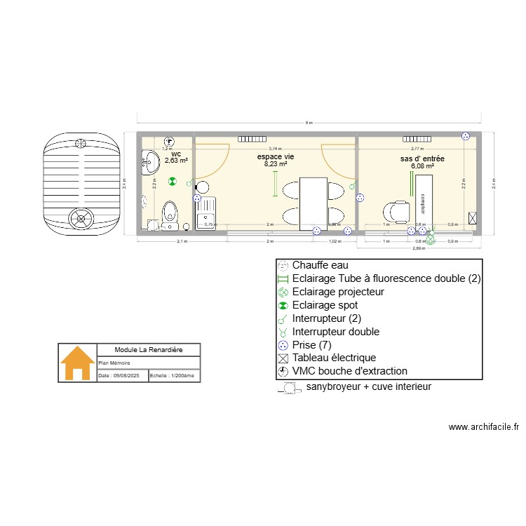 module la renardiere. Plan de 3 pièces et 17 m2