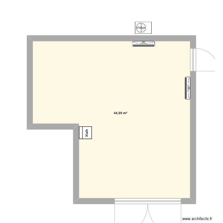 Atelier. Plan de 1 pièce et 45 m2
