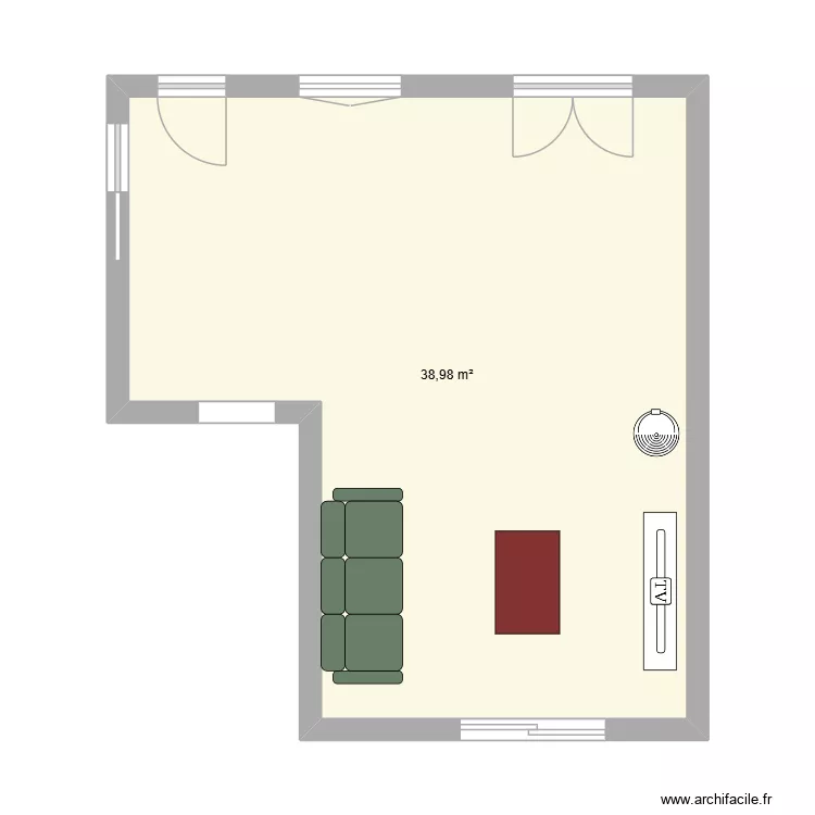 Maison. Plan de 1 Pièce et 39 m²