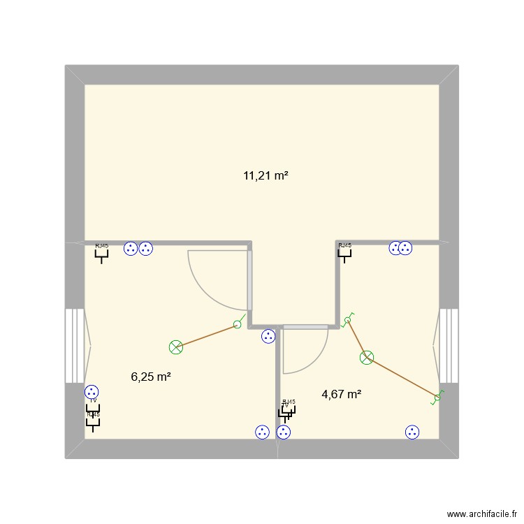 La Mizon dan le foré. Plan de 3 pièces et 22 m2