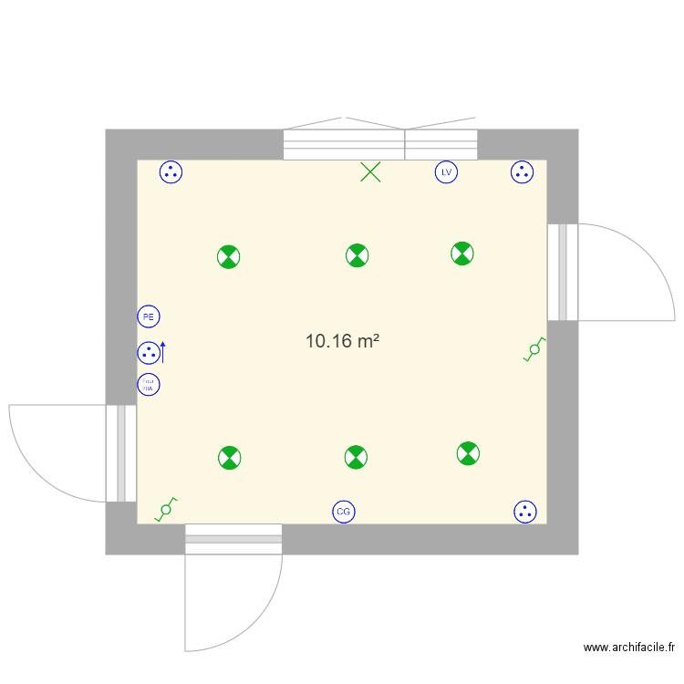 cuisine. Plan de 1 pièce et 10 m2