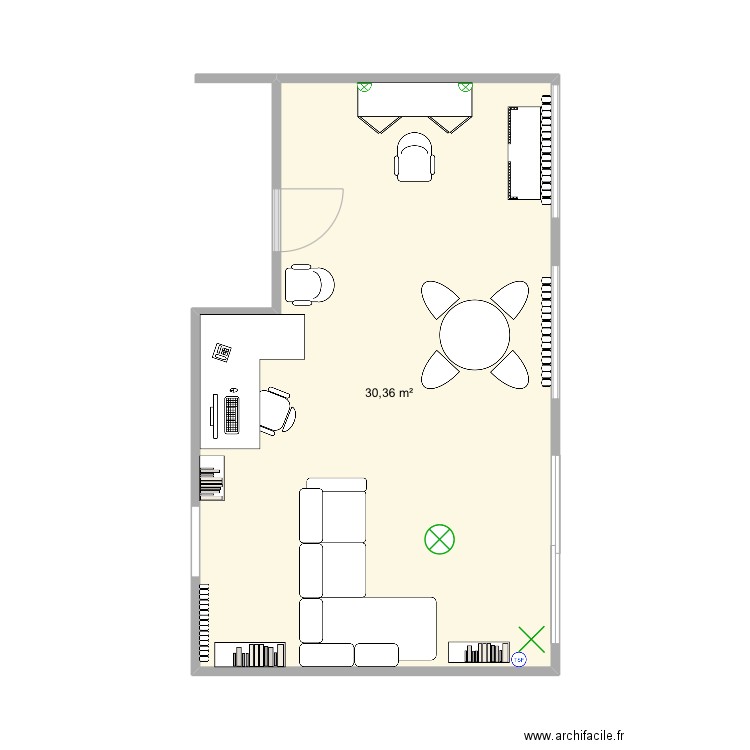 Ergo Appart Salon. Plan de 1 pièce et 30 m2