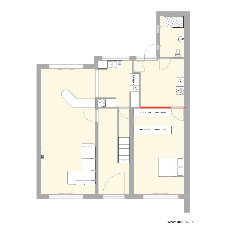 Rez de chaussée. Plan de 4 pièces et 101 m2