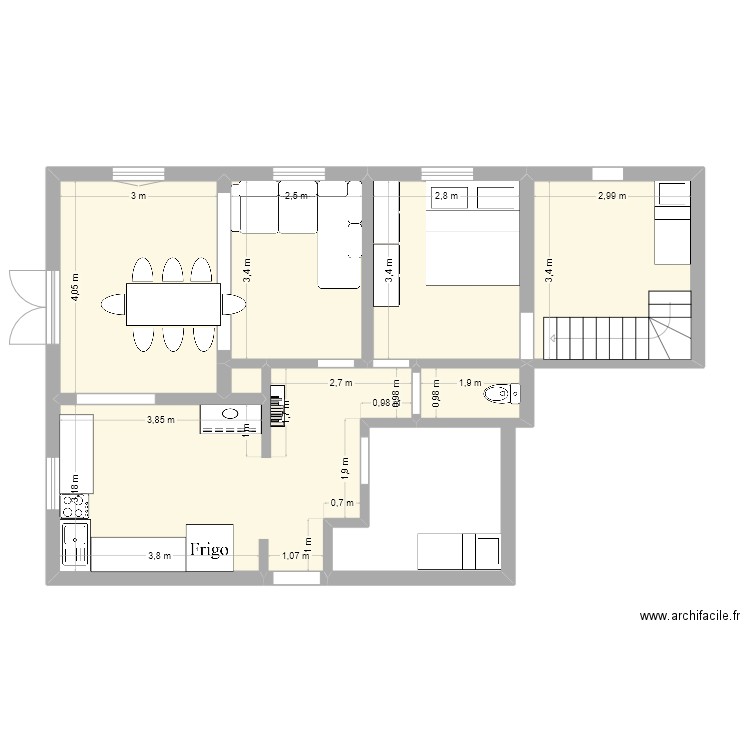 FUCKING PROJET. Plan de 7 pièces et 62 m2