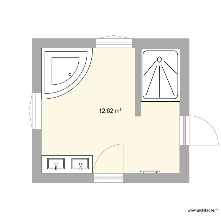 monistrol idee sdb. Plan de 1 pièce et 13 m²