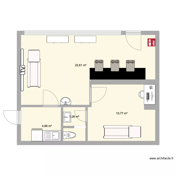 shop 1. Plan de 4  et 40 m²