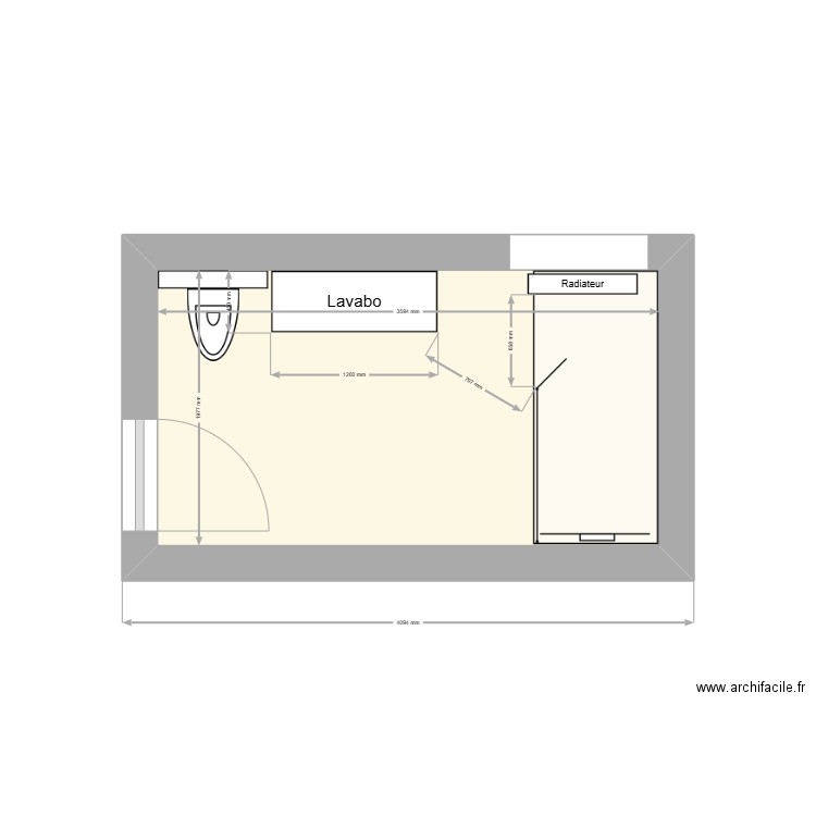 Fameree. Plan de 1 pièce et 7 m2