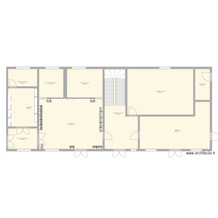 Travaux atelier RDC 8. Plan de 10 pièces et 306 m2