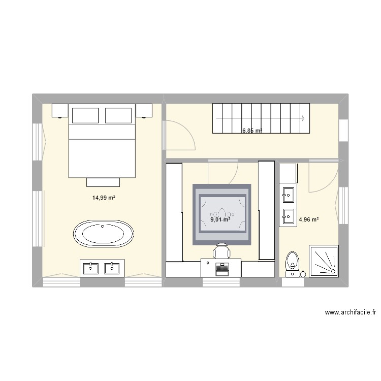 MAISON CLEMENT R+1. Plan de 4 pièces et 36 m2