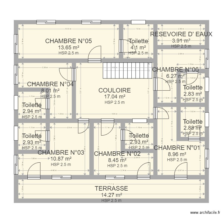 ROOM 3. Plan de 15 pièces et 110 m2