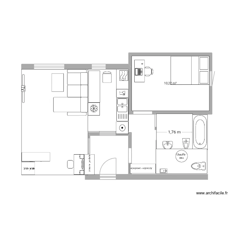 Van Gogh CANAPE FENETRE. Plan de 1 pièce et 10 m²
