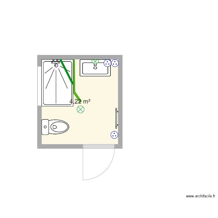 SEJOURNE - Salle d'eau. Plan de 1 pièce et 4 m2