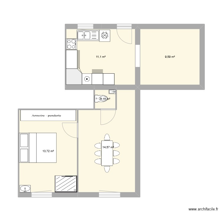 appartement 4. Plan de 5 pièces et 50 m2
