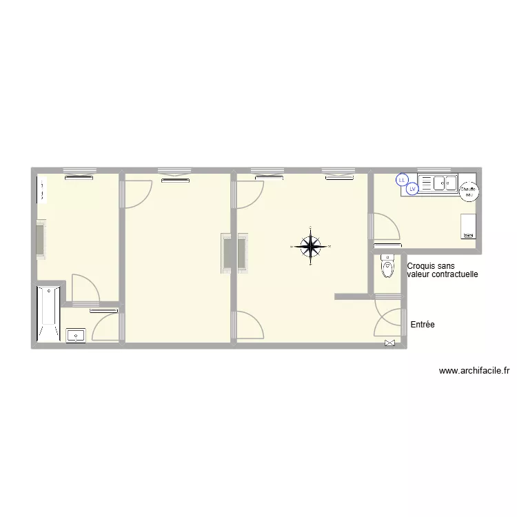 109 Bac B1. Plan de 6  et 55 m²