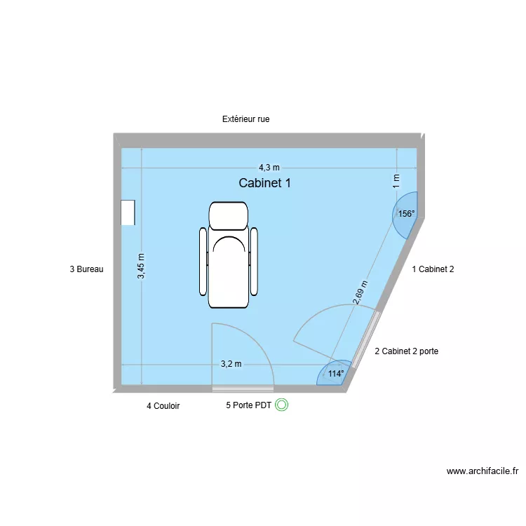 10511 Cabinet 1. Plan de 1  et 13 m²
