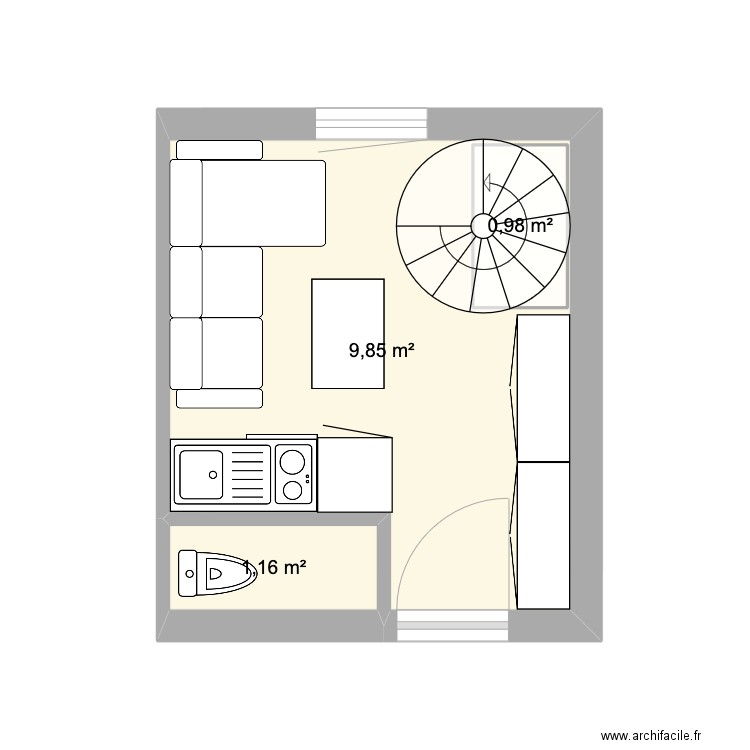 studio 12m2 2nethes douche en bas 2. Plan de 0 pièce et 0 m2