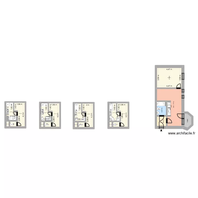 Koupelna J&Scaron;. Plan de 27  et 220 m²