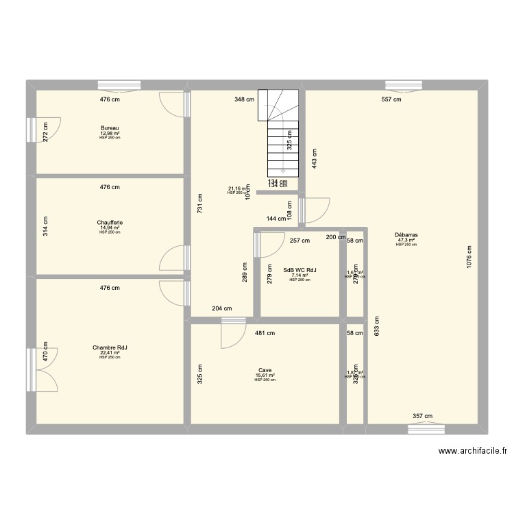 Villard RdJ. Plan de 9 pièces et 145 m2