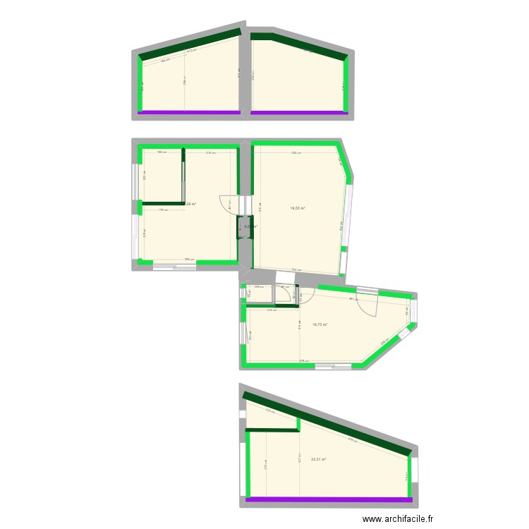 Barcelone T2 Après - V2. Plan de 7 pièces et 105 m2