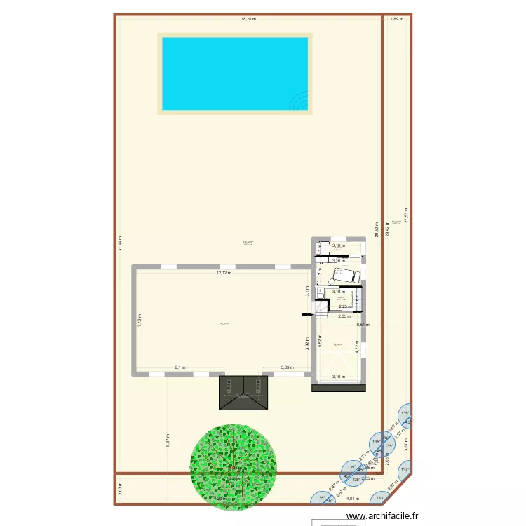 Maison. Plan de 21 pièces et 911 m²
