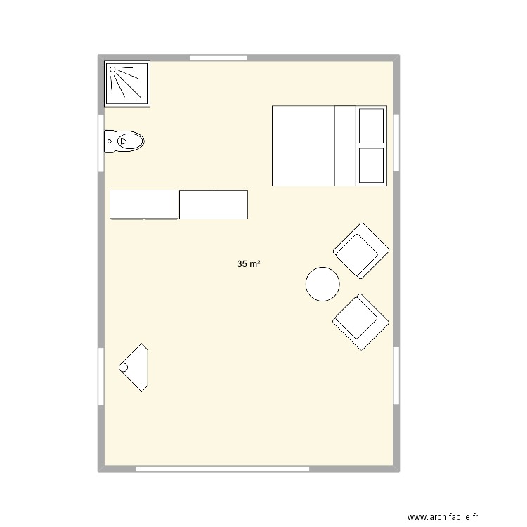 Tente 6 x 4. Plan de 1 pièce et 35 m2