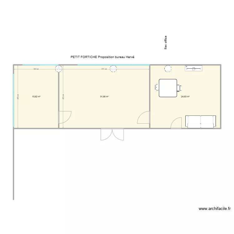 PETIT FORTICHE Bureau Herv&eacute; proposition 2. Plan de 