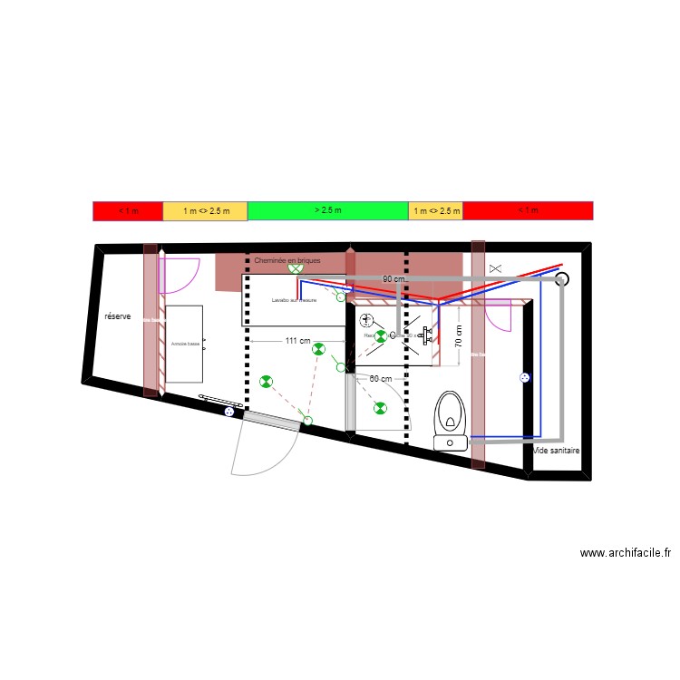 Salle de bain ETAGE Version 2 - Montfort. Plan de 0 pièce et 0 m2