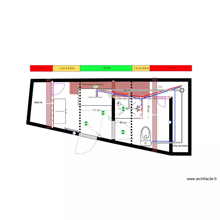 Salle de bain ETAGE Version 2 - Montfort. Plan de 