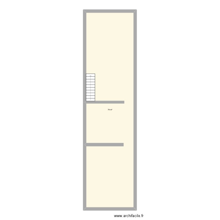 etage. Plan de 1 pièce et 74 m2