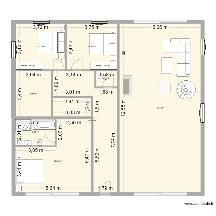 BOUC. Plan de 8 pièces et 167 m2