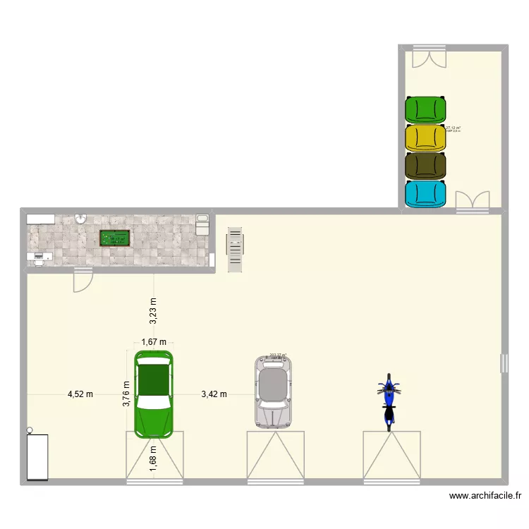 garage Bezoui. Plan de 3 Pièces et 248 m²