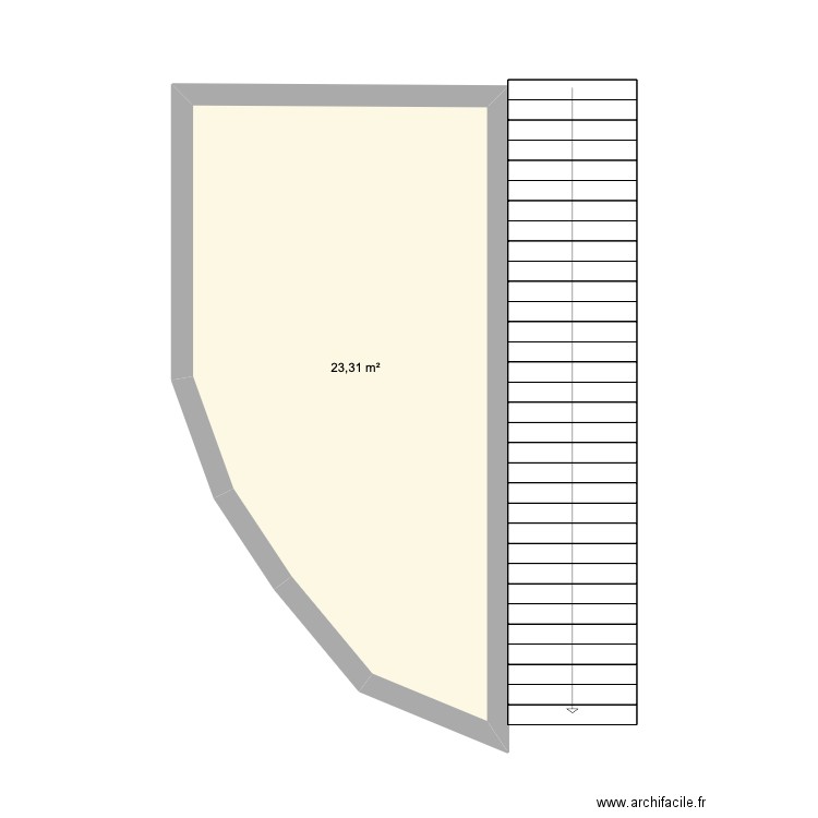 salon barber. Plan de 1 pièce et 23 m2