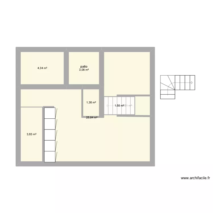 t3 rdc bis. Plan de 12  et 71 m²