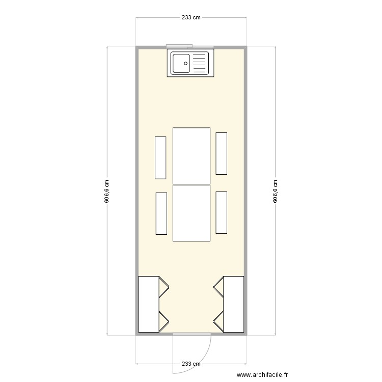 EST OUVRAGES CHANTIER BELLEGARDE-POUSSIEU. Plan de 1 pièce et 13 m2