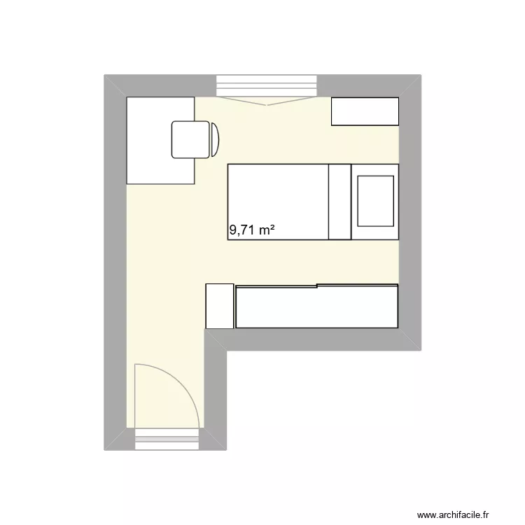 Chambre IM. Plan de 1  et 10 m²