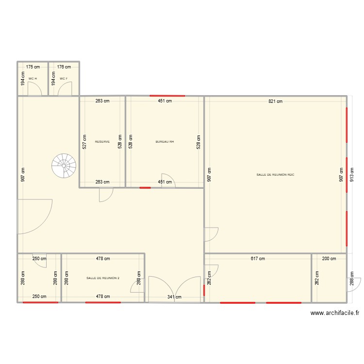 RDC ADMINISTRATION. Plan de 10 pièces et 231 m2