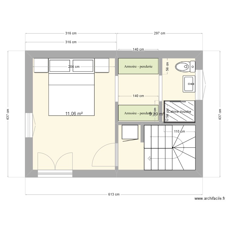202407Cozette 1er étage 2e version. Plan de 0 pièce et 0 m2
