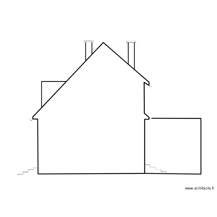 Pignon droit état futur mairie. Plan de 1 pièce et 43 m2