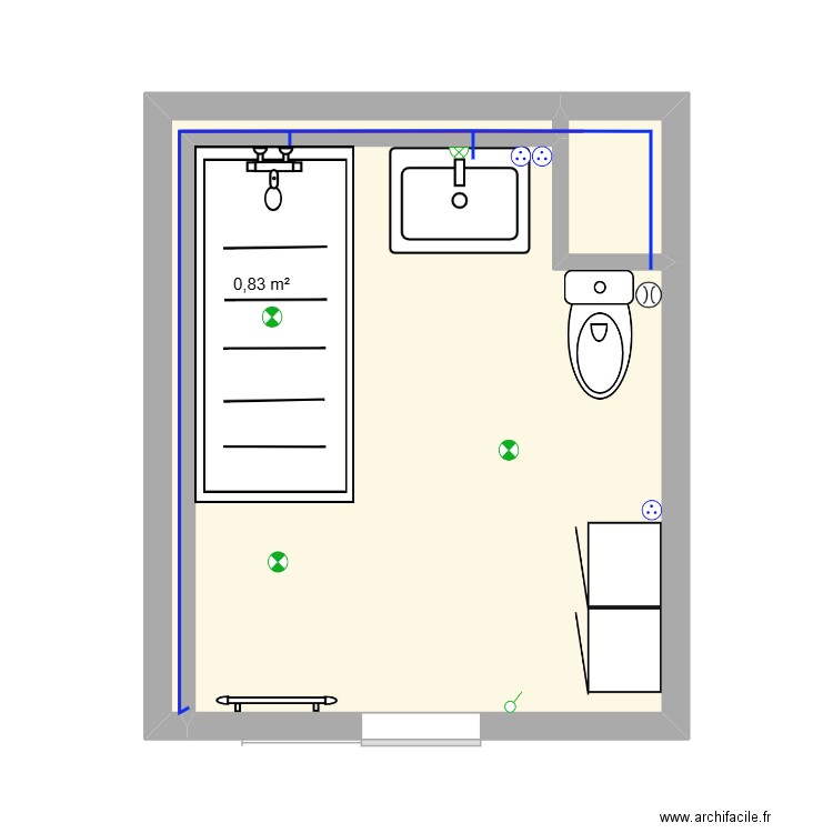 mais. Plan de 3 pièces et 24 m2