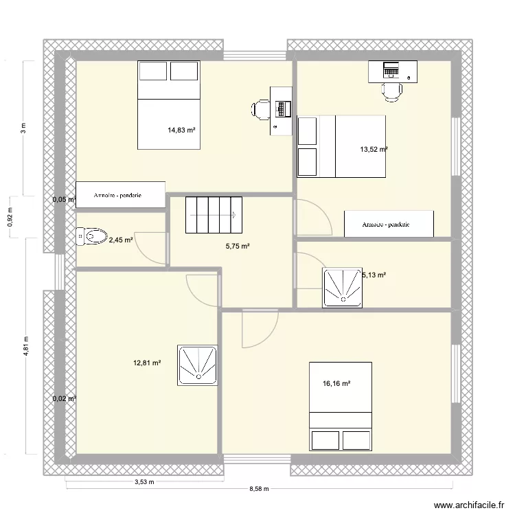 2e &eacute;tage Coloc. Plan de 