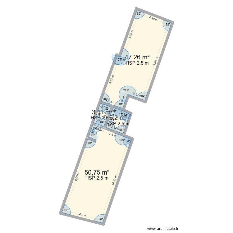 le te sube. Plan de 4 pièces et 106 m2
