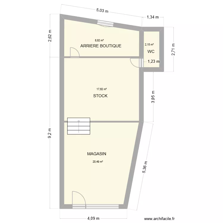 COMPTOIR GOURMENDISES. Plan de 4  et 49 m²
