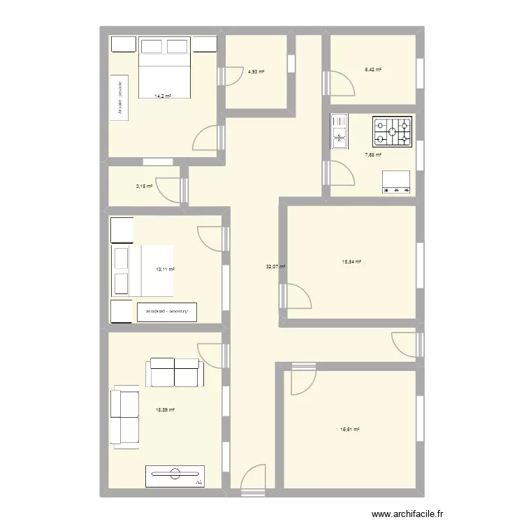 keur imam. Plan de 10 pièces et 133 m²