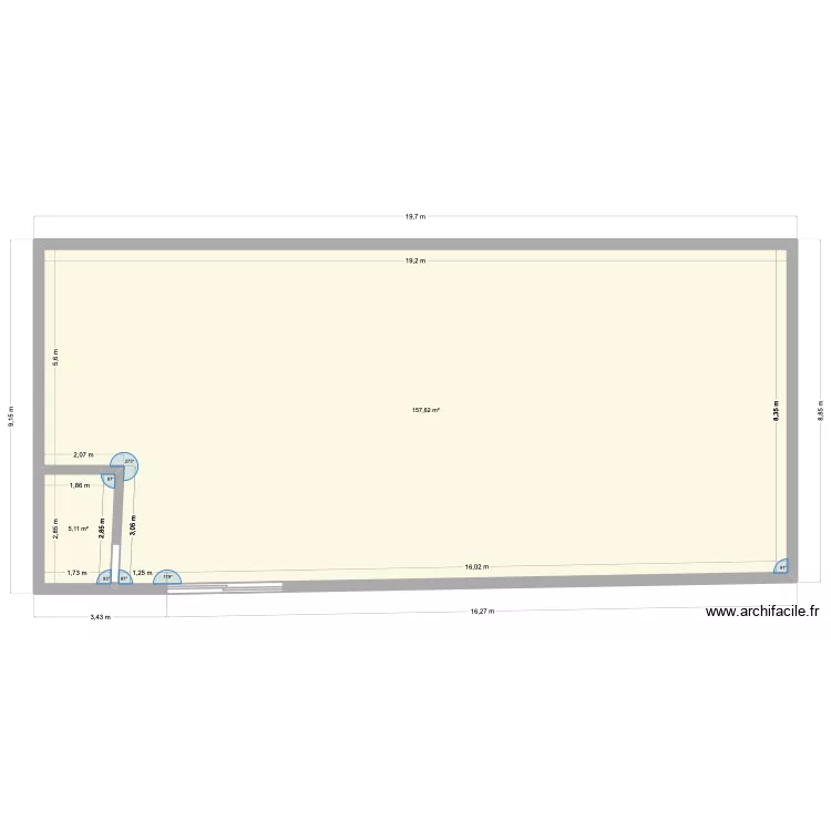 PROJET. Plan de 2 pièces et 163 m²